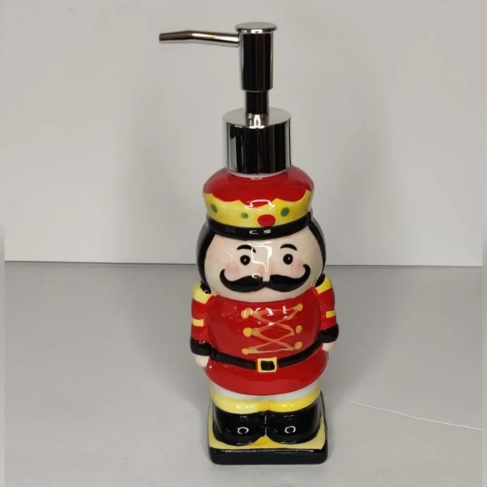 Traditional Christmas‎ Ceramic Nutcracker Soldier Soap Pump Dispenser or Lotion